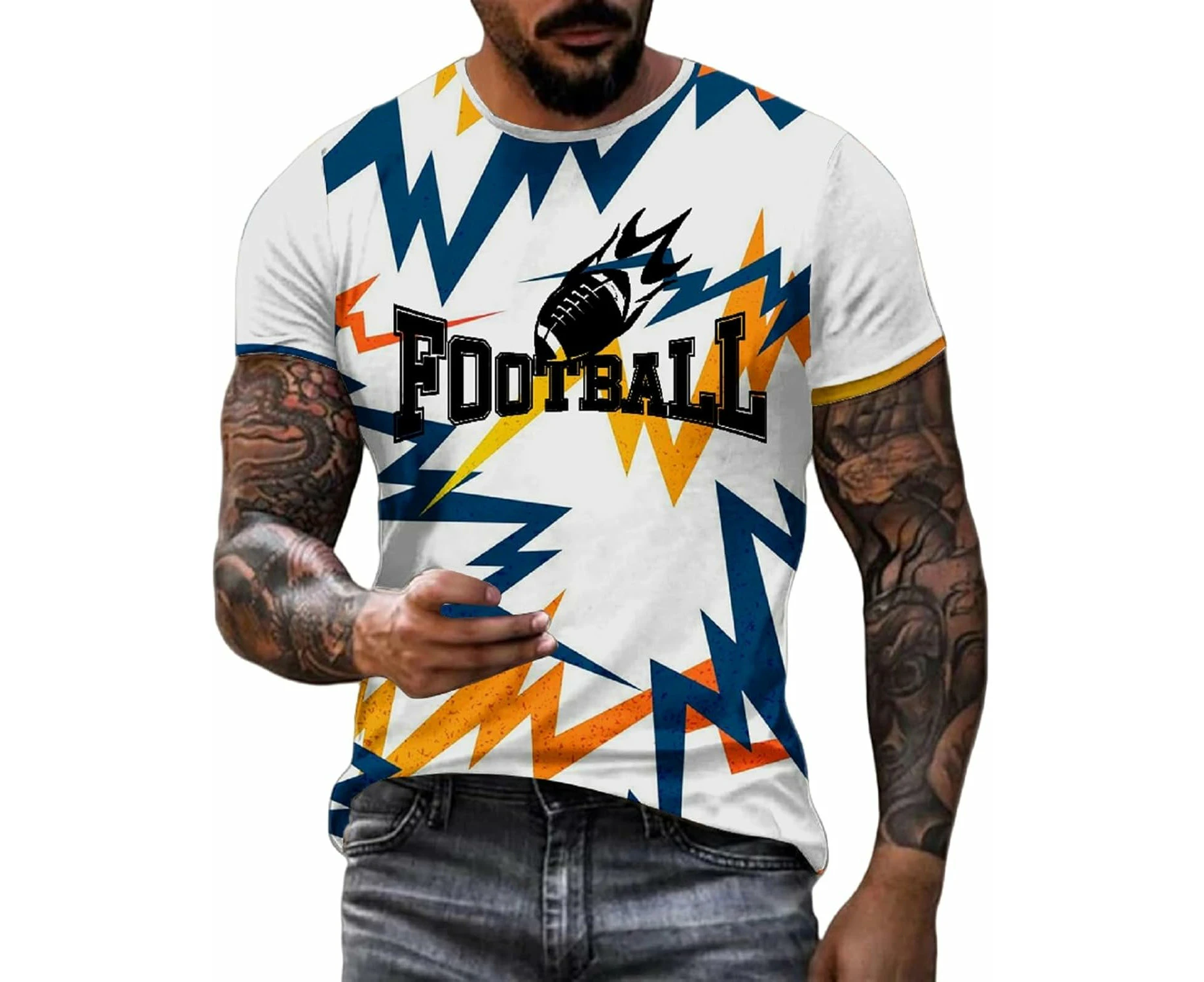 Mens Football Fans Raglan T-Shirts Short Sleeve Vintage Round Neck Shirt City Fit Football Casual Tops