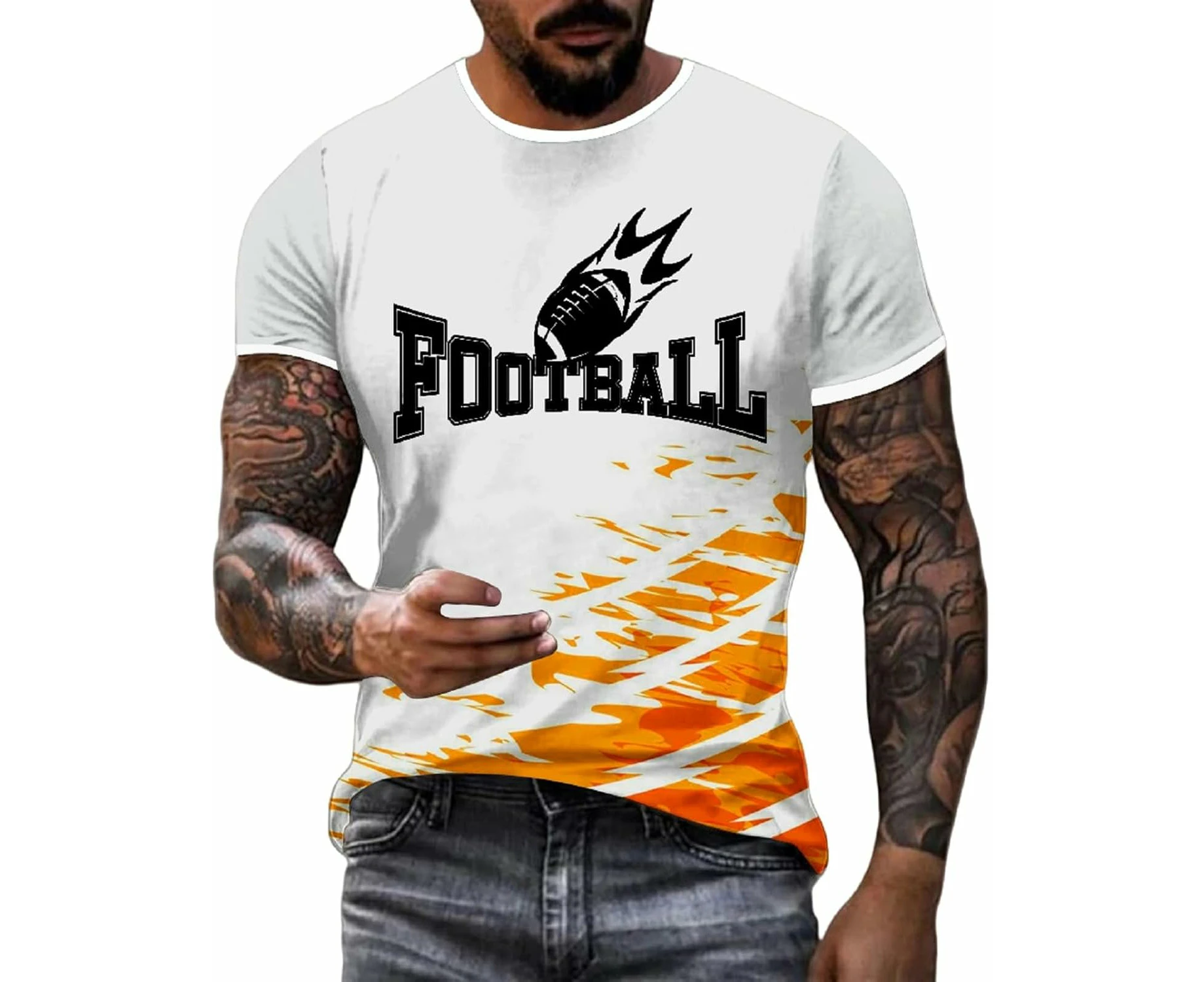 Mens Football Fans Raglan T-Shirts Short Sleeve Vintage Round Neck Shirt City Fit Football Casual Tops