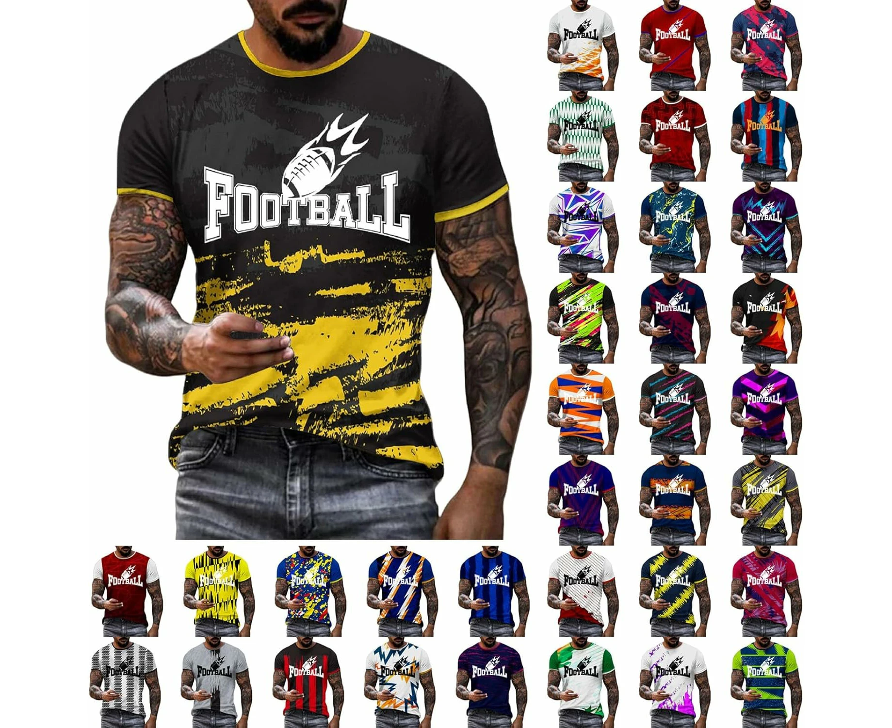 Mens Football Fans Raglan T-Shirts Short Sleeve Vintage Round Neck Shirt City Fit Football Casual Tops