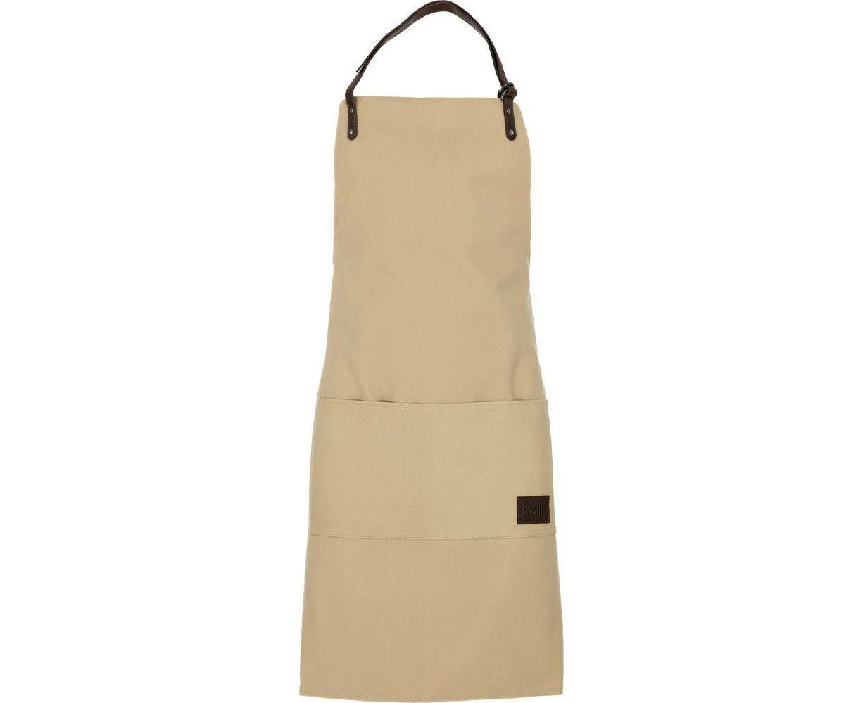 Kaili Mood Canvas And Full Grain Leather Work Apron Model K0015gb Unisex Corda/head Moro