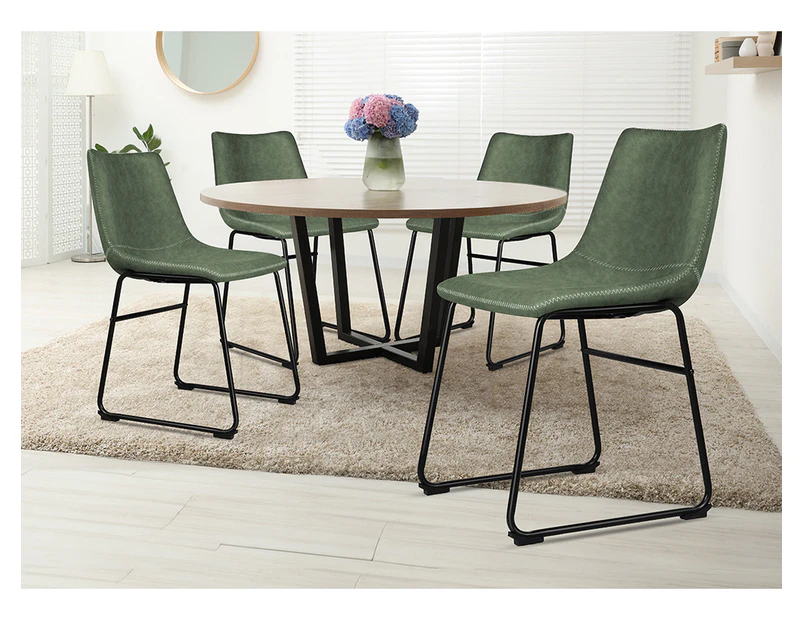 ALFORDSON Set of 4 Dining Chairs PU Leather Green