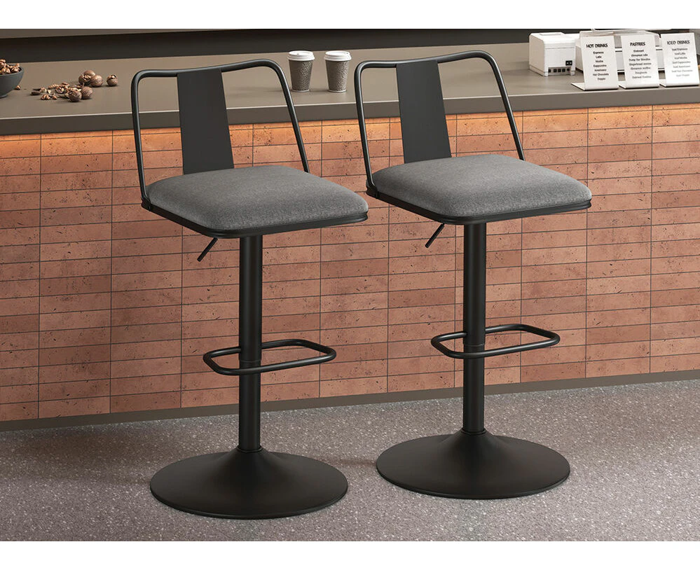 ALFORDSON Set of 2 Bar Stools Industrial Kitchen Chairs Gloria Grey