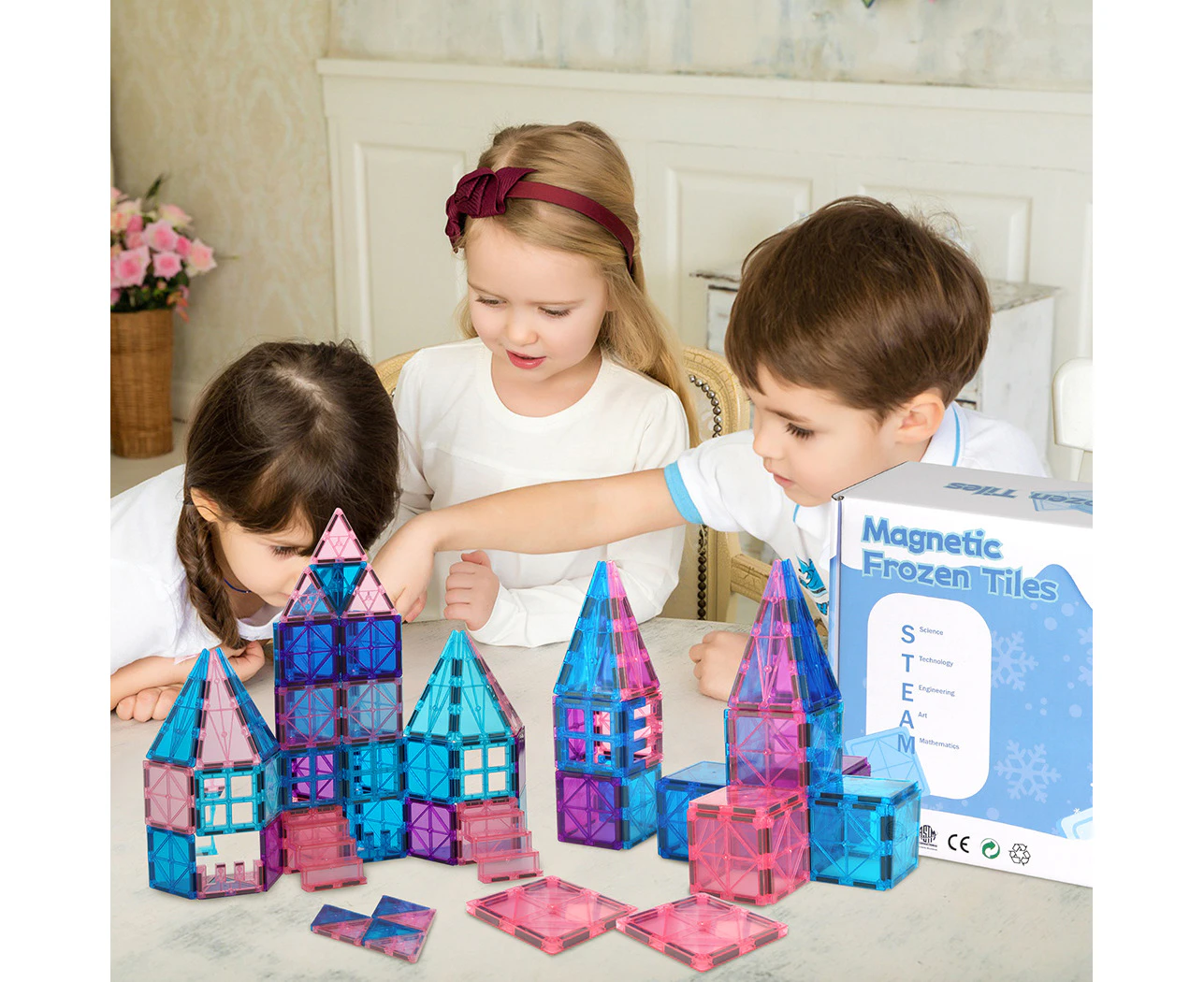 Bopeep Magnetic Tiles Blocks Frozen Toys Building Play for Kids STEM 100PCS