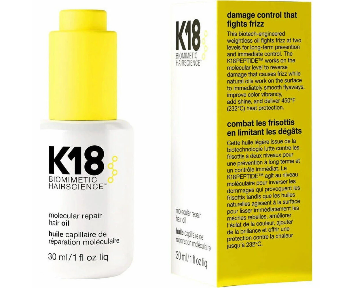 K18 Biomimetic Hairscience Molecular Repair Hair Oil 30ml Hair Restoration Oil