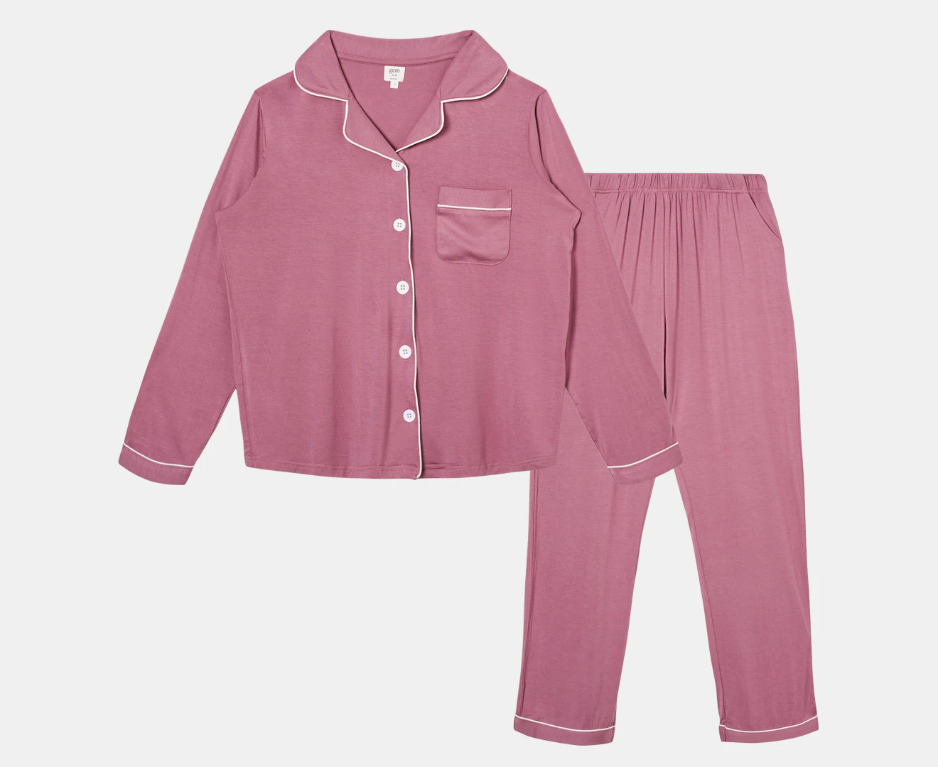 Gem Look Women's Button Up Viscose Elastane PJ Set - Dusty Pink