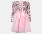 Gem Look Girls' Leopard Frill Tutu Dress - Pink