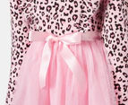 Gem Look Girls' Leopard Frill Tutu Dress - Pink