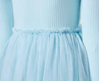 Gem Look Girls' Rib Top Tutu Dress - Baby Blue