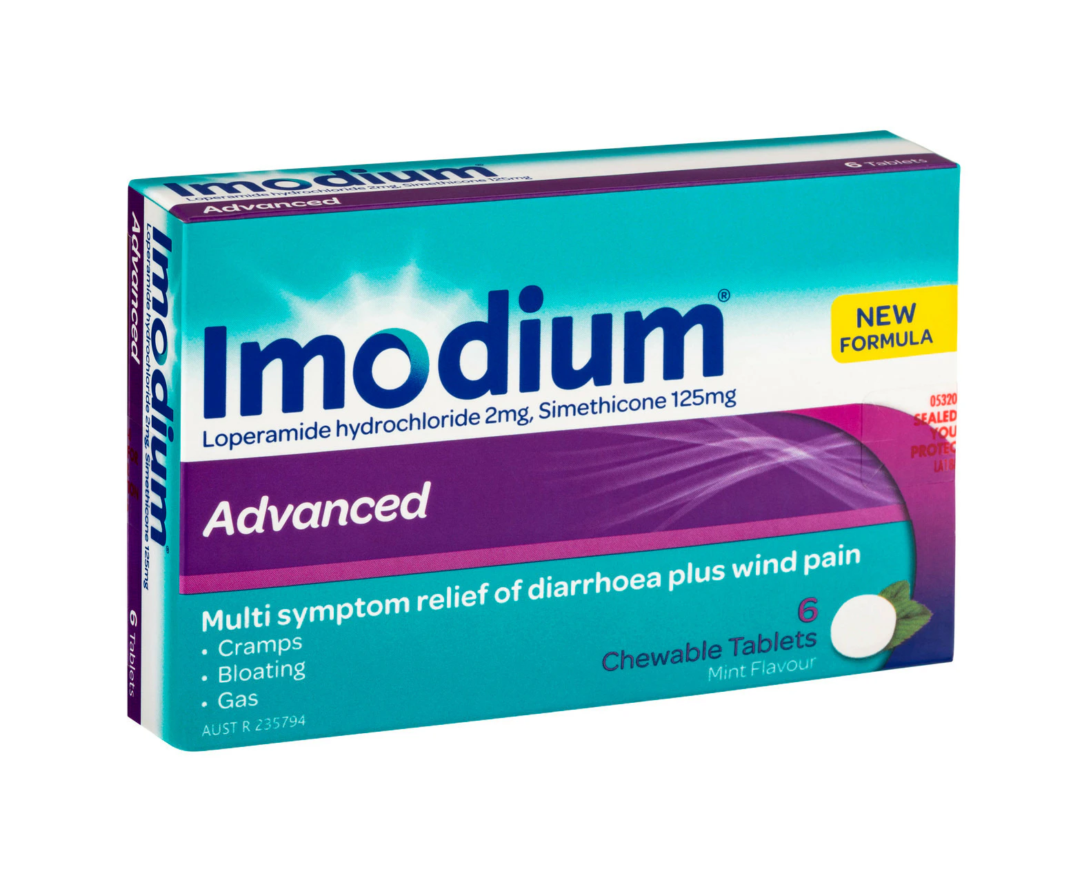 Imodium Advanced Diarrhoea Plus Wind Pain Relief Chewable Tablets 6 Pack