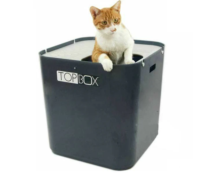 SmartCat The Ultimate Topbox Top Entry Cat Litter Tray with Scoop - Gray