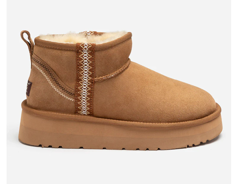 OZWEAR Connection Unisex Sydney Platform Ultra Mini Ugg Boots - Chestnut