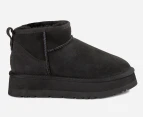 OZWEAR Connection Unisex Classic Platform Ultra Mini Ugg Boots - Black