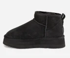 OZWEAR Connection Unisex Classic Platform Ultra Mini Ugg Boots - Black