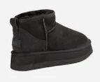 OZWEAR Connection Unisex Classic Platform Ultra Mini Ugg Boots - Black