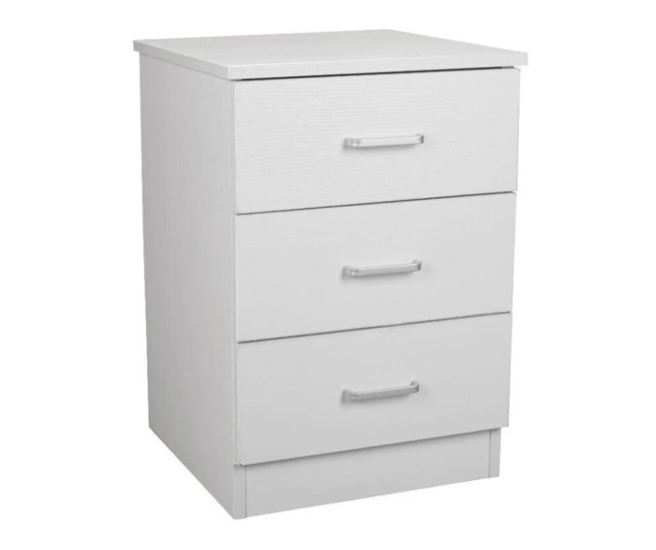 HEQS 3 Drawers Bedside – White