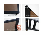 InstaHut Window Door Awning Canopy 1.5mx4m Brown Sheet Black Plastic Frame