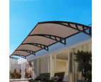 InstaHut Window Door Awning Canopy 1.5mx4m Brown Sheet Black Plastic Frame