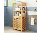 Side Tables Bamboo 2 In 1 Laundry Hamper Side Table With Shelves And Clothes Basket