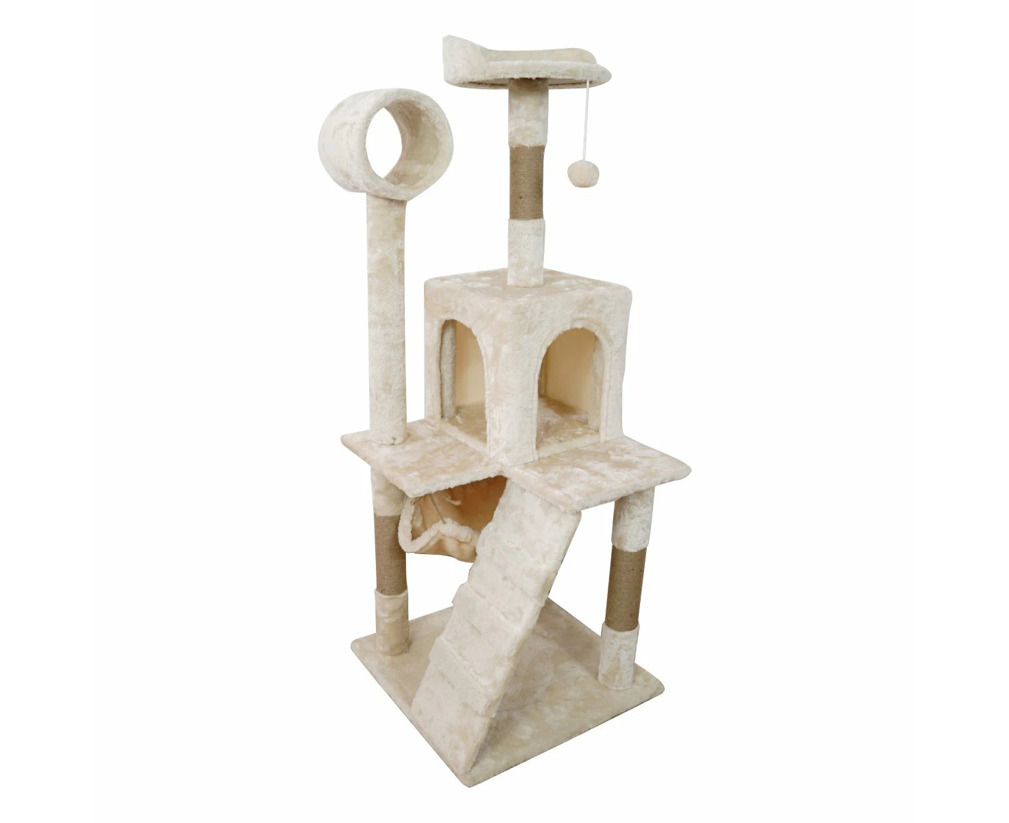 Furtastic 135cm Cat Tree Scratching Post - Beige