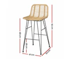 Gardeon 2 Piece Outdoor Bar Stools Wicker Dining Rattan Chair