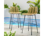 Gardeon 2 Piece Outdoor Bar Stools Wicker Dining Rattan Chair