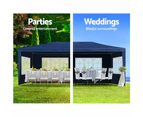 InstaHut Gazebo 3x6m Marquee Wedding Party Tent Outdoor Camping Side Wall Canopy 6 Panel Blue