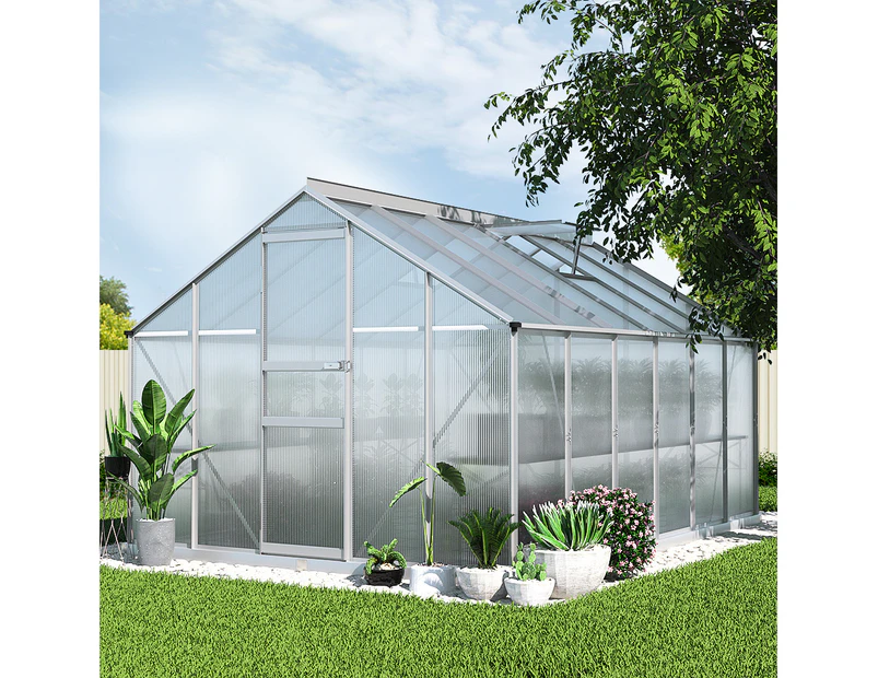 Green Fingers Greenhouse 3.6x2.5x1.95M Aluminium Polycarbonate Green House Garden Shed