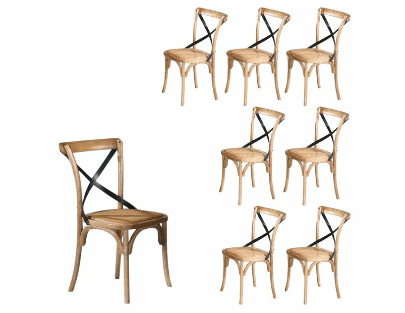 Dining Chairs Woodland 8Pc Set Dining Chair X Back Birch Timber Woven Seat Natural