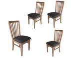 Dining Chairs Fairmont 4Pc Set Dining Chair Pu Leather Seat Slat Back Solid Oak Timber Wood