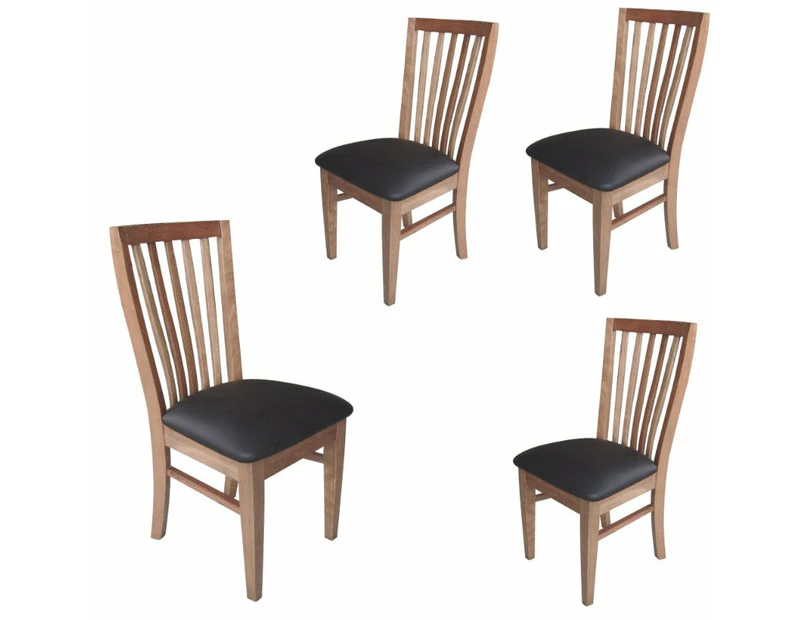 Dining Chairs Fairmont 4Pc Set Dining Chair Pu Leather Seat Slat Back Solid Oak Timber Wood