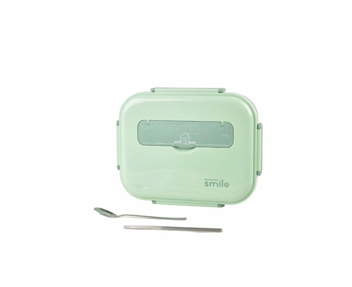 Lunchboxes Kylin 304 Stainless Steel 5 Divided Smile Large Lunch Box With Soup Pot Green