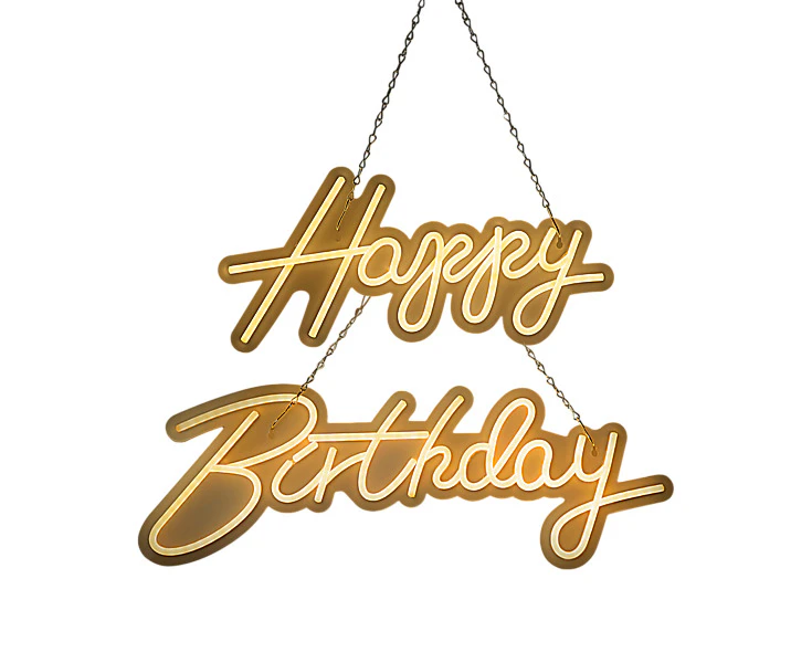 Happy Birthday Neon Sign Hanging Glowing Party Decoration