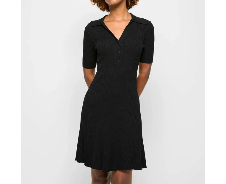 Target Petites Rib Knit Collared Mini Dress