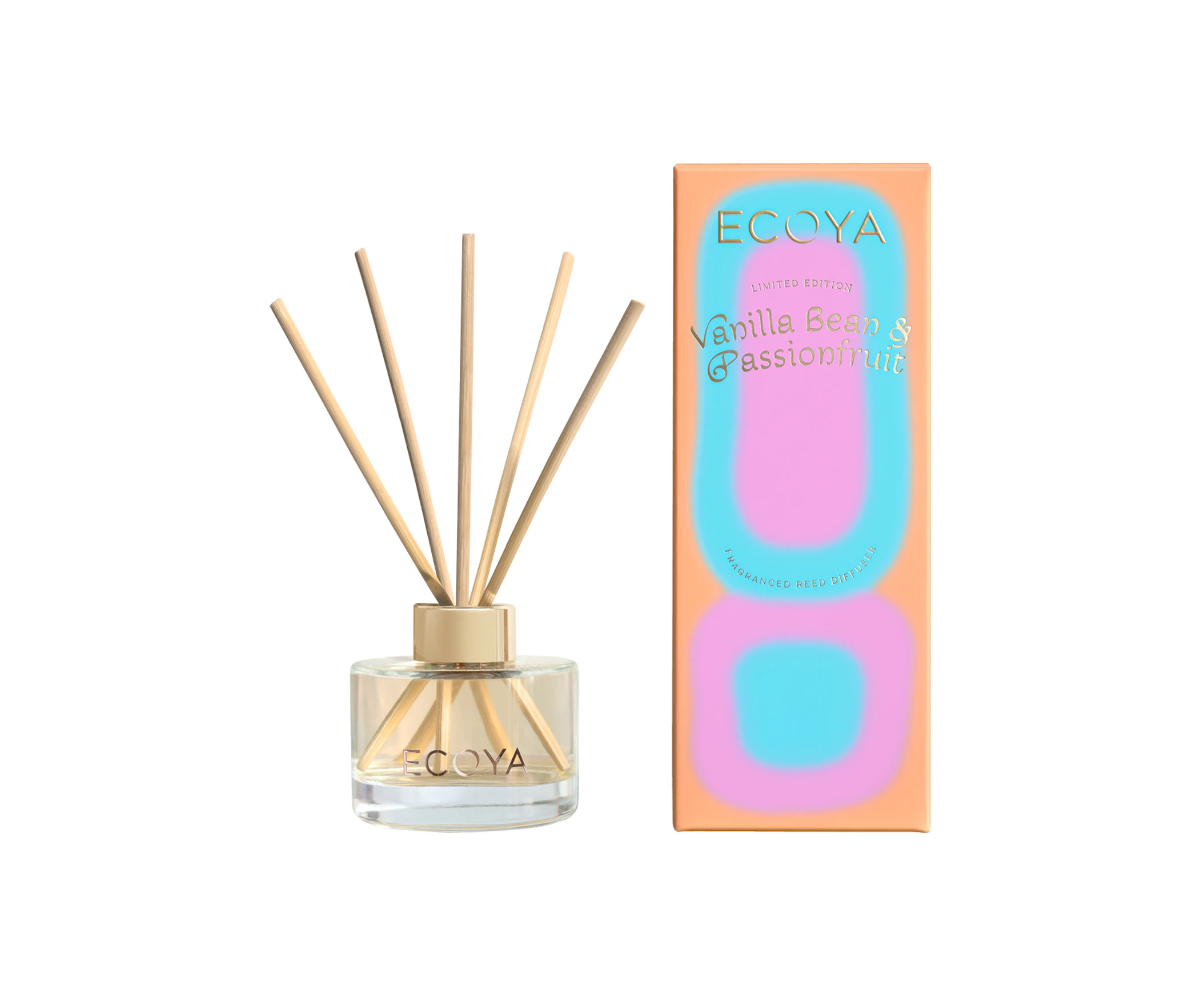 ECOYA Vanilla Bean & Passionfruit Mini Reed Diffuser High Summer 2025