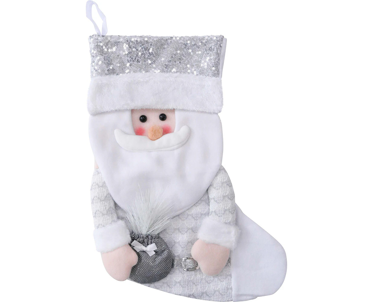 LVD Stocking Santa Silver Hanging Seasonal Christmas Home/Lounge Decoration