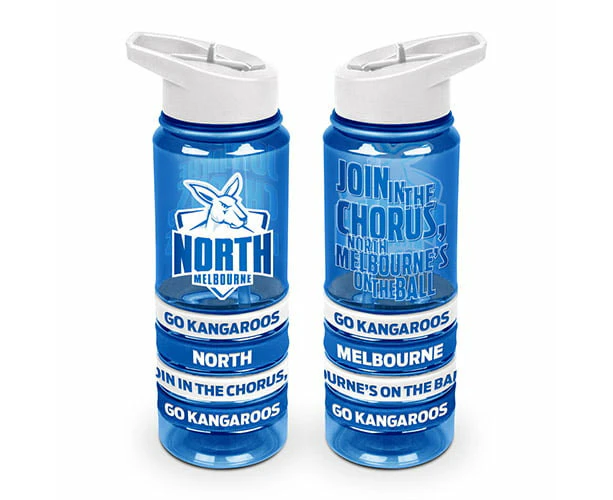 North Melbourne Kangaroos AFL Tritan Drink Water Bottle with Wrist Bands