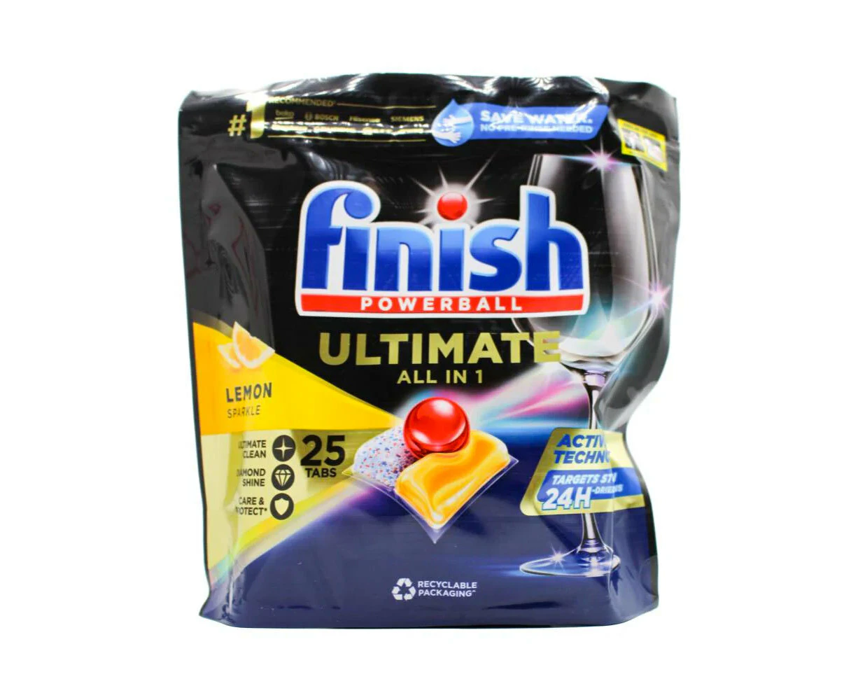 25pc Finish Powerball Dishwasher Tablets Ultimate All in 1 Lemon Sparkle