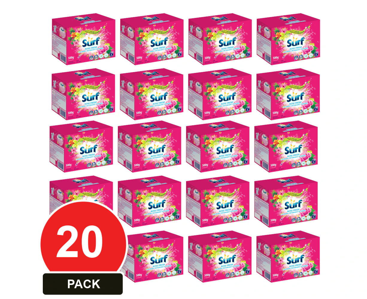 20 Pack, Surf 500g Laundry Detergent Powder Rose Fresh