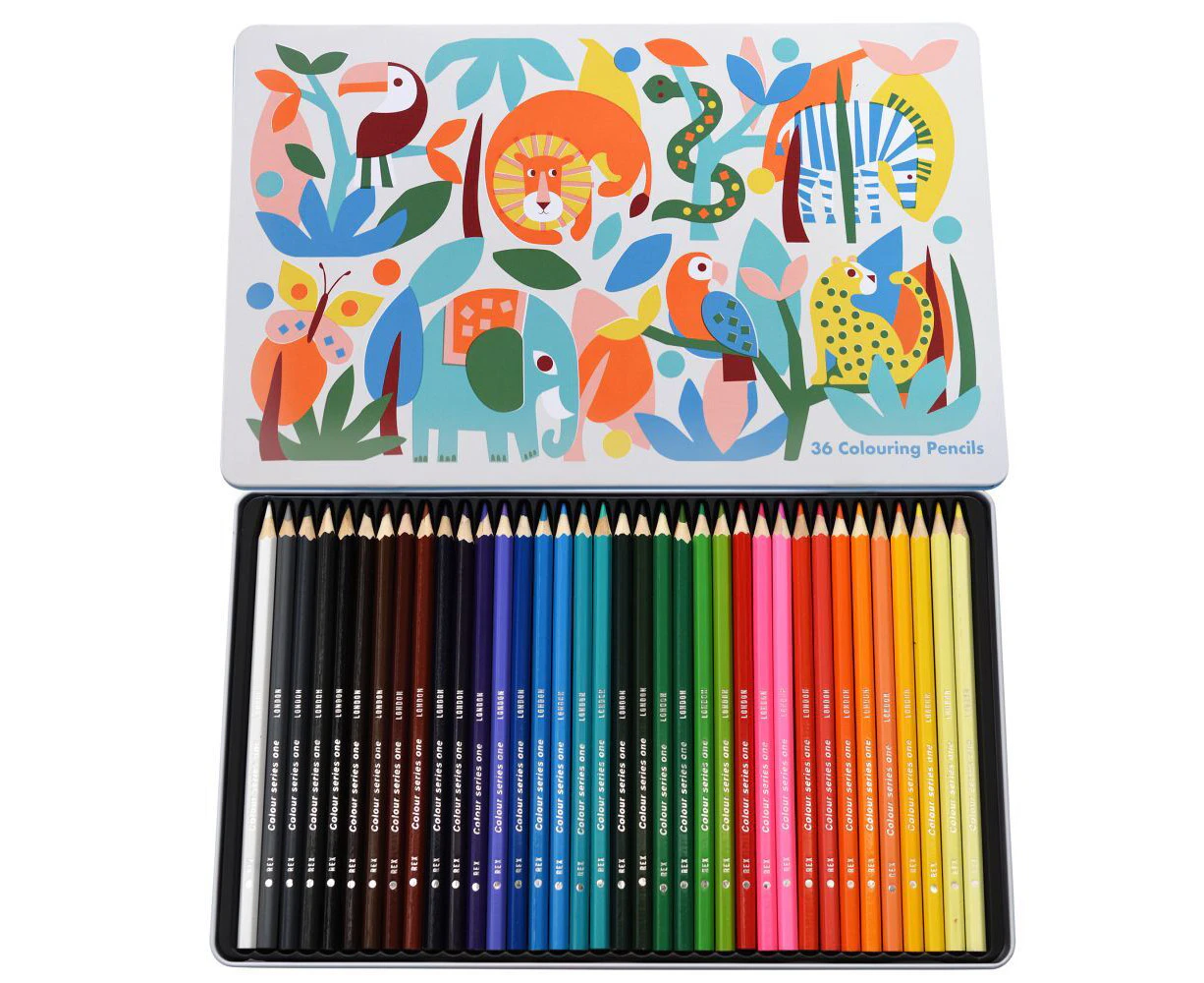 36pc Rex London Colouring Pencils School Drawing Stationery 3y+ Wild Wonders