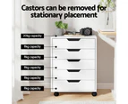 Artiss 5-Drawer Filing Cabinet Mobile Rolling Storage Cabinet Chest of Drawers Stand White