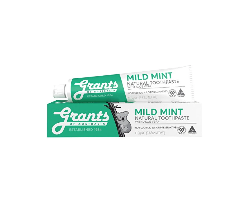 Grants Of Australia Natural Toothpaste Mild Mint with Aloe Vera 110g