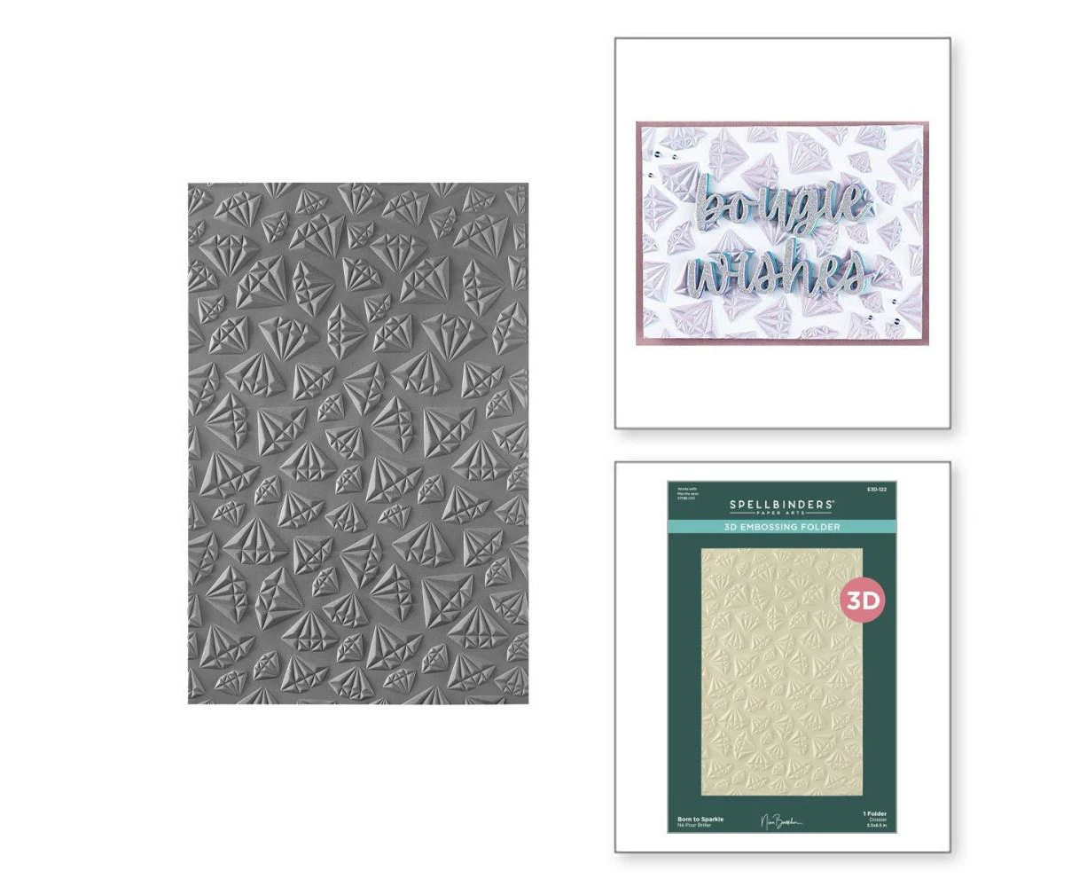 Spellbinders Born to Sparkle 3D Embossing Folder from the Bougie Birthday Collection by Nina Boettcher