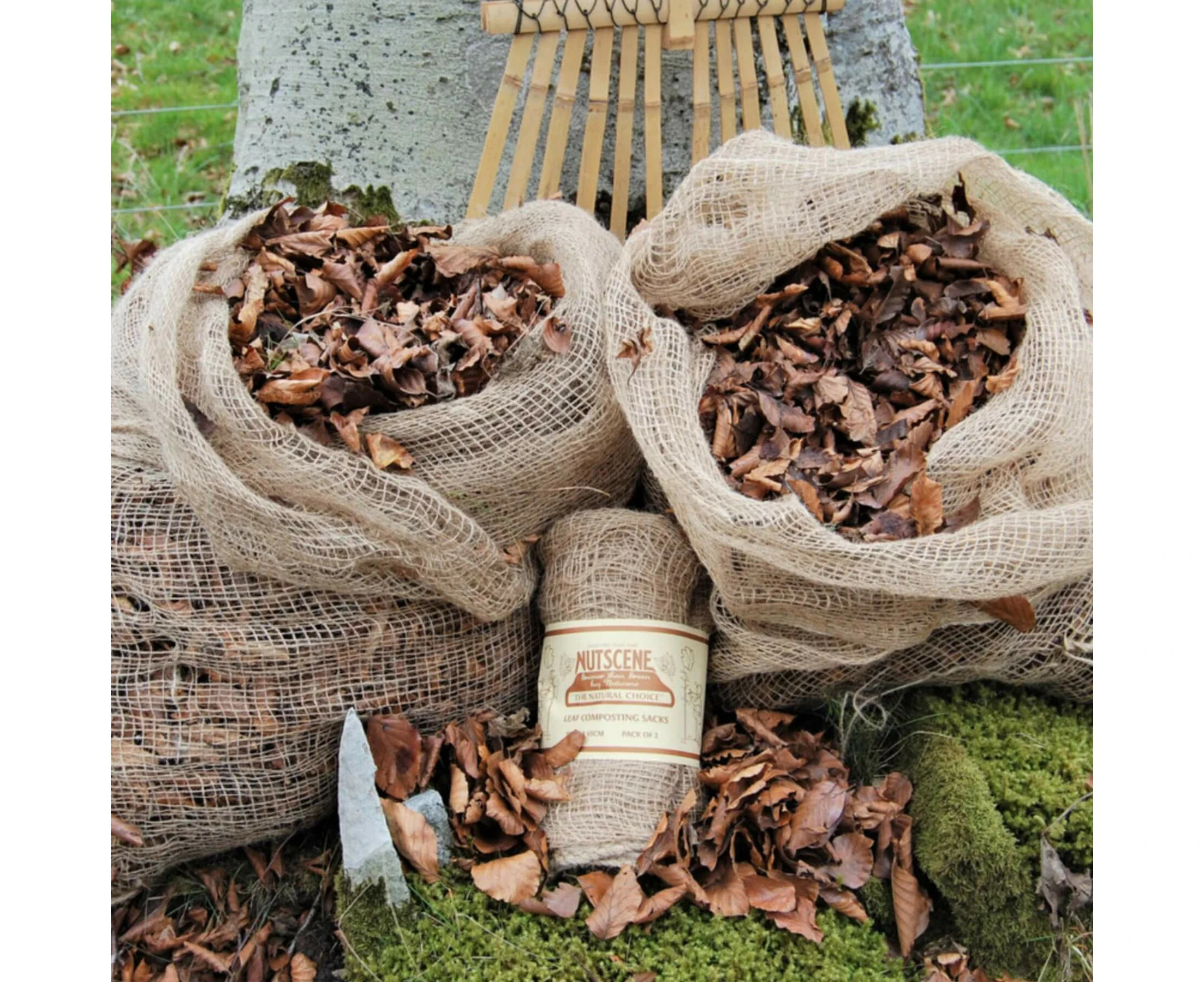 Nutscene Hessian Jute Leaf Composting Sacks - pack of 2 - Nutscene