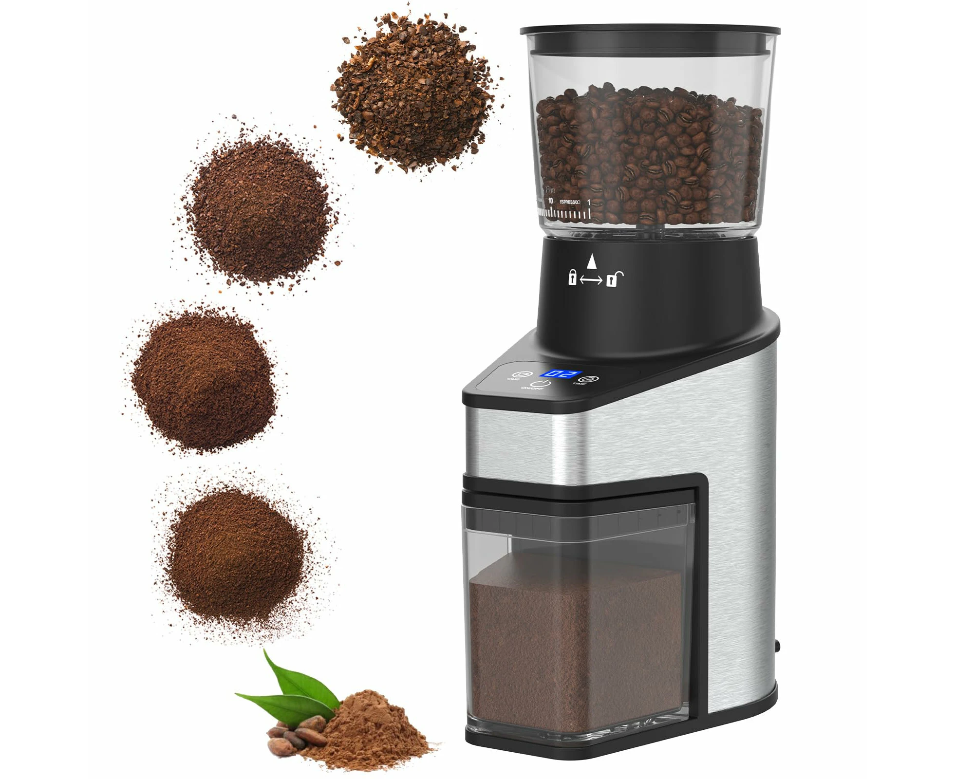 YOPOWER Burr Coffee Grinder Electric w/Adjustable Settings for Precision Coffee Bean Grinding (18 Cup)