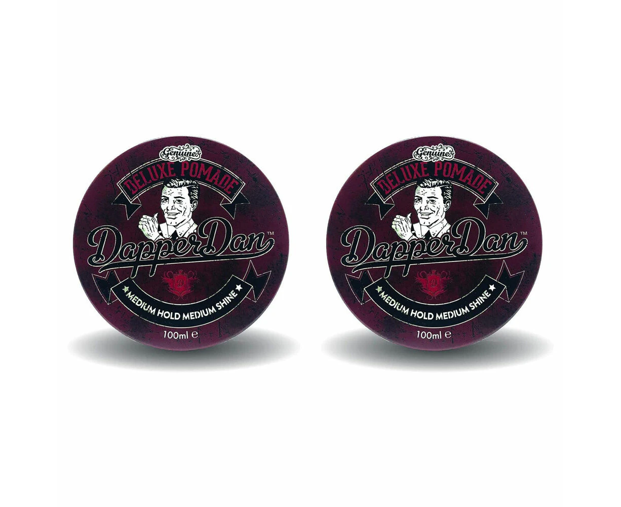 2PK Dapper Dan Men's Deluxe Pomade Hair Styling Cream Medium Hold & Shine 100ml