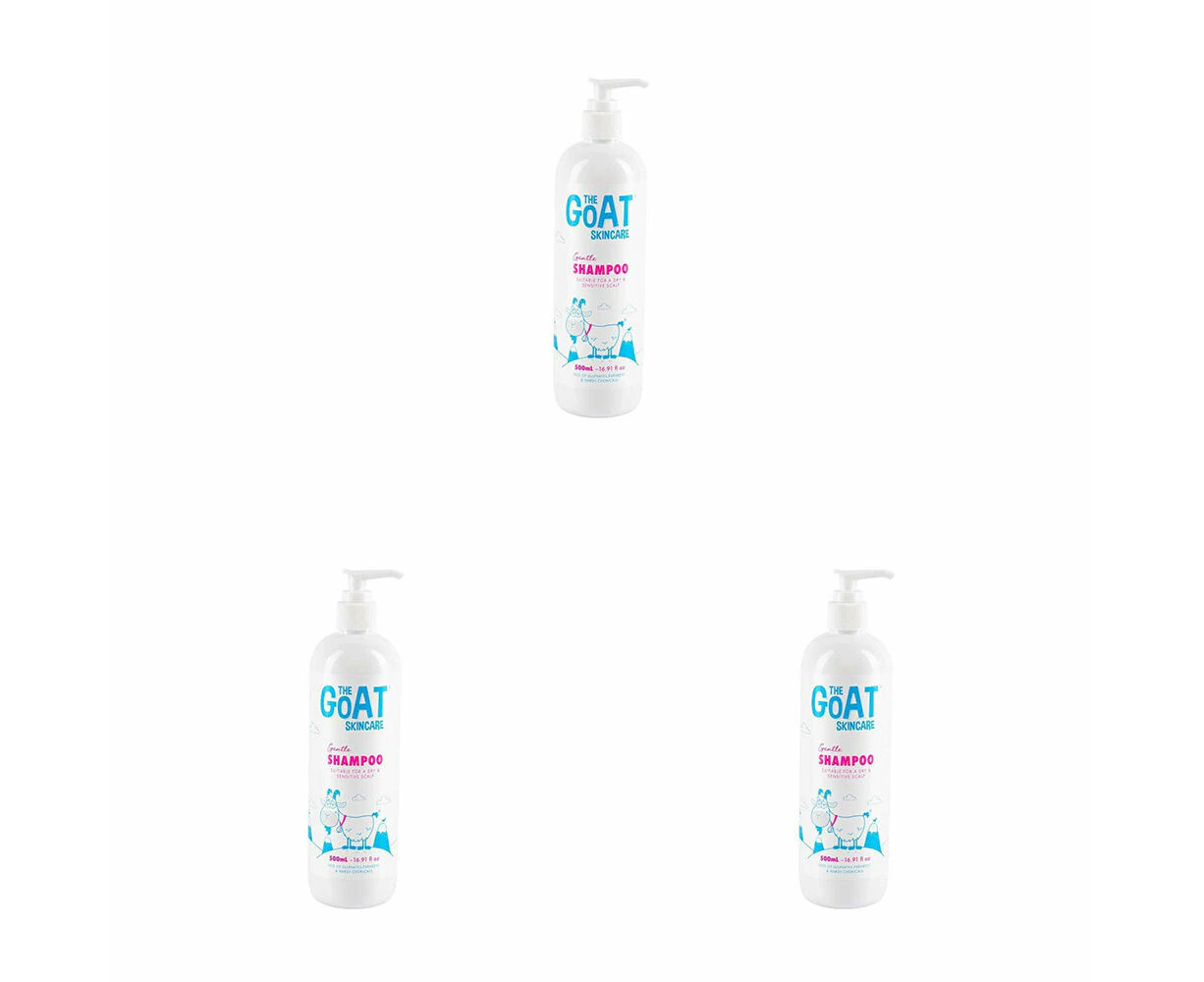 3PK The Goat Skincare Gentle Moisturising Shampoo 500ml for Sensitive Skin