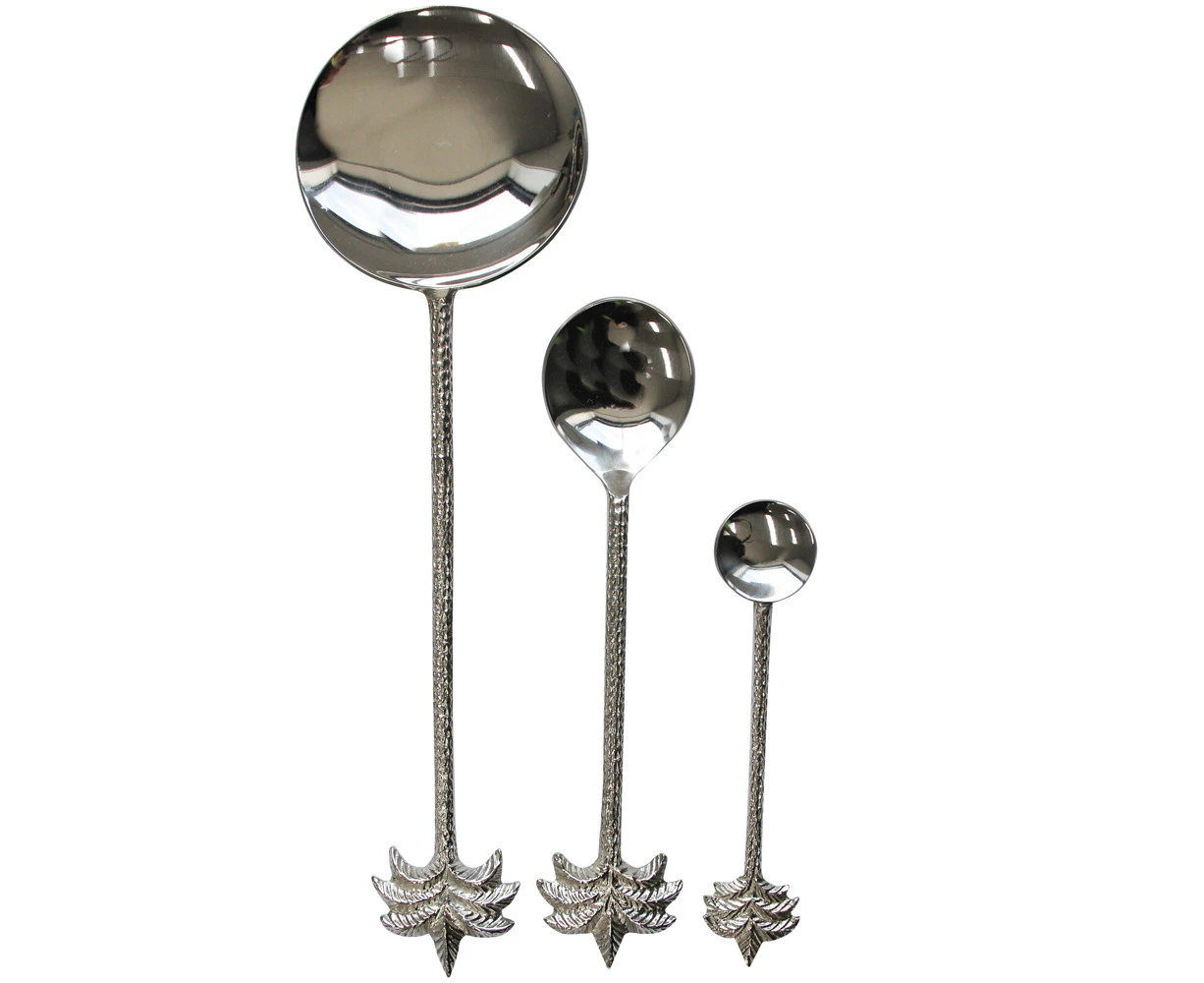 3pc LVD Palm Serving Spoon Home/Kitchenware Tabletop Display Decor Silver