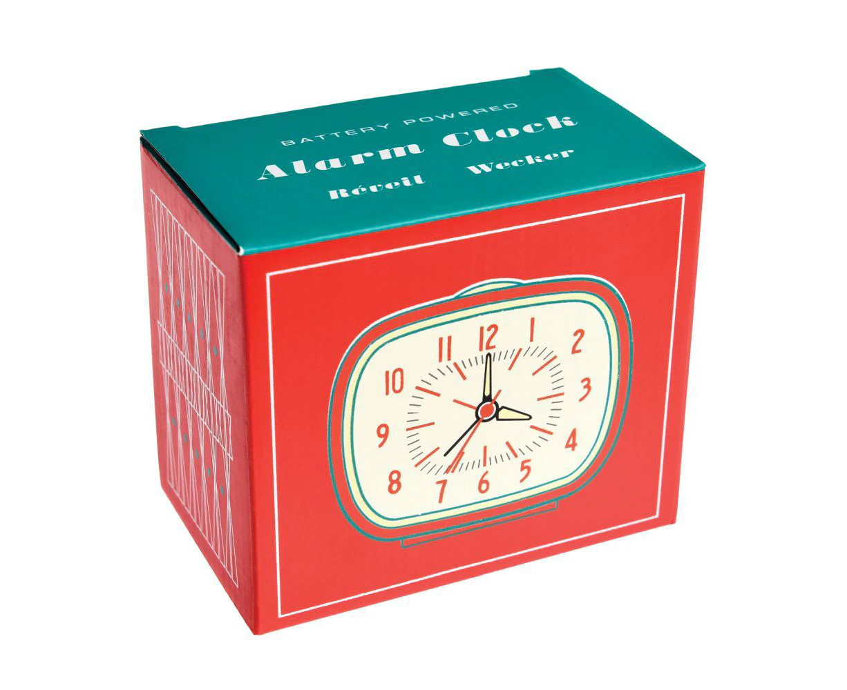 Rex London Retro Style Alarm Clock Indoor Home Tabletop/Bedside Decor Red