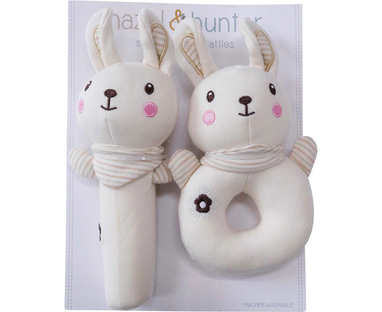 2pc LVD Rattles Bunny Infant/Baby Interactive Rattle Fun Play Toy 0+ Beige