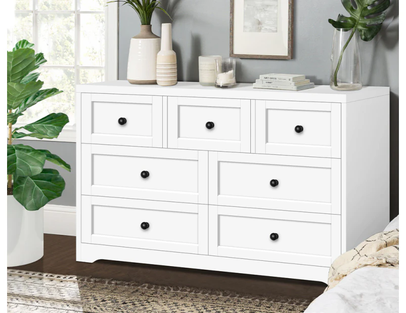 ALFORDSON 7 Chest of Drawers Hamptons Storage Cabinet Dresser Tallboy White